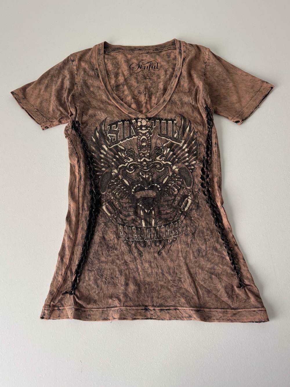 Y2K Brown Sinful by Affliction Tee